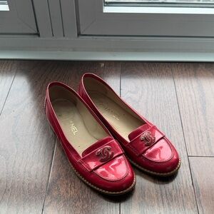 Vintage CHANEL Glossy Red Loafers